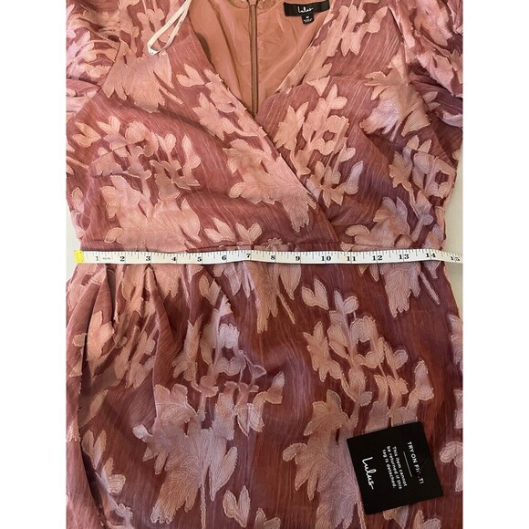 Lulus meant to shine mauve floral long sleeve mini dress womens medium NEW - Picture 10 of 10